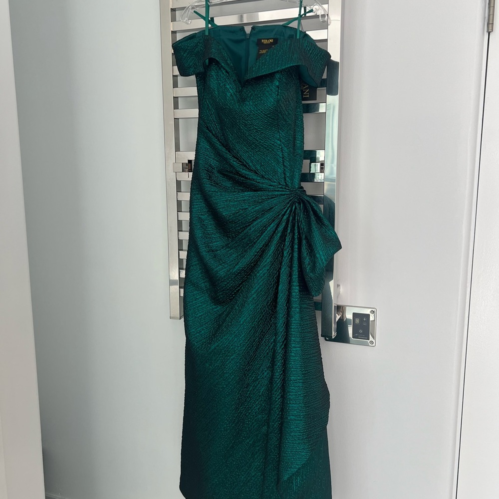 Terani Couture Teal One Shoulder Dress